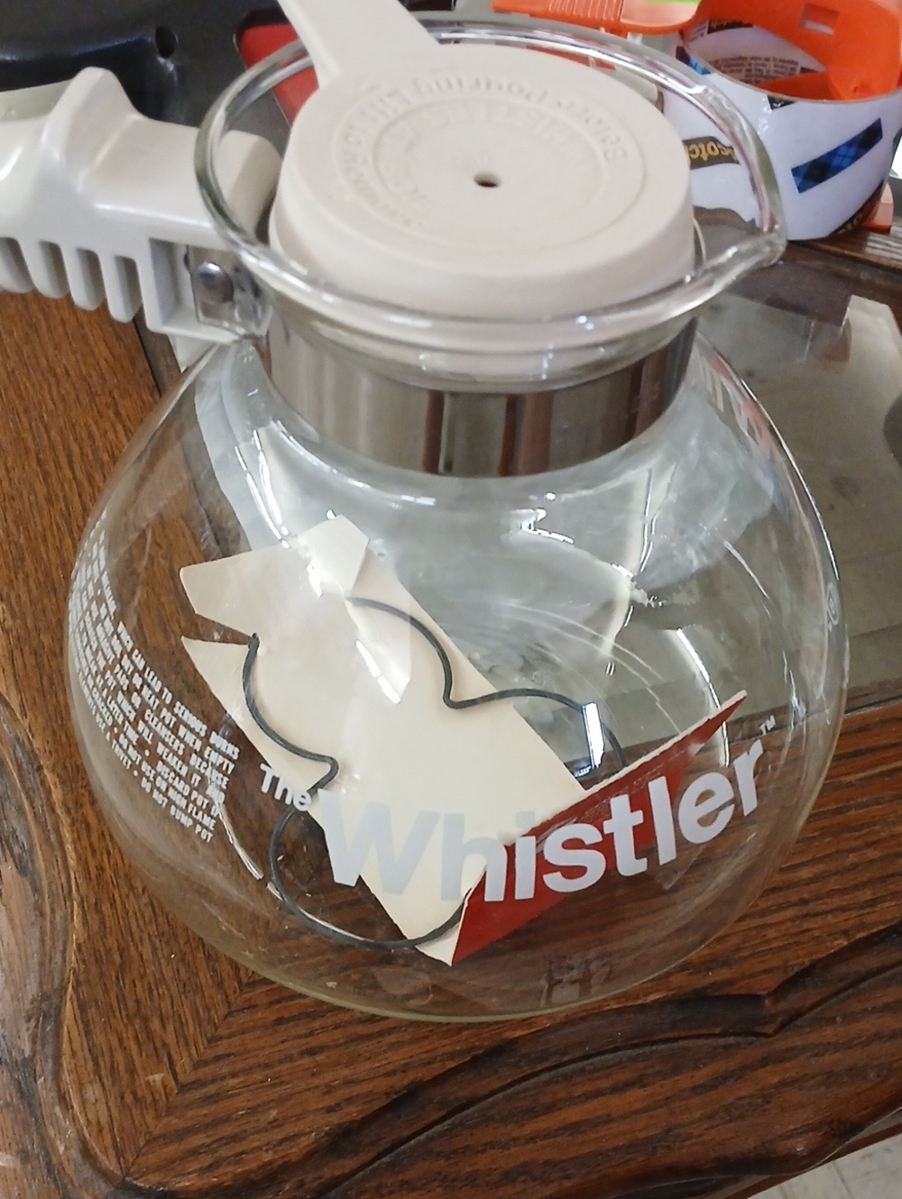 Clear Glass Coffee Decanter with White Lid